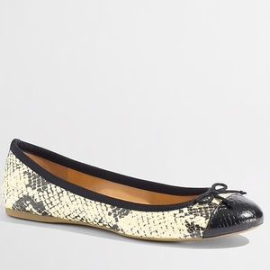 J. Crew Cap Toe Snake Leather Ballet Flat Sz 6‎ 1/2